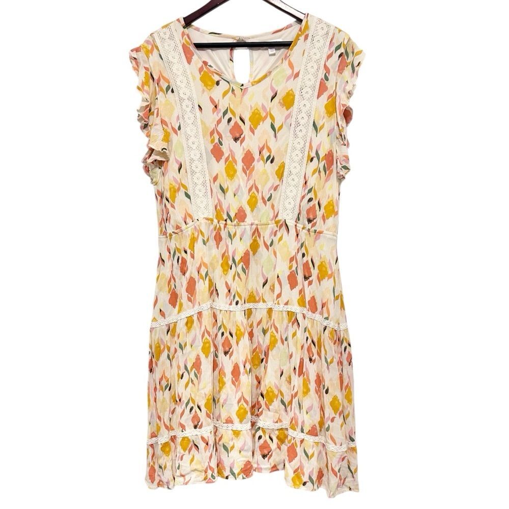 Lauren Conrad Ruffled Flutter Sleeve Dress Floral Size XL
